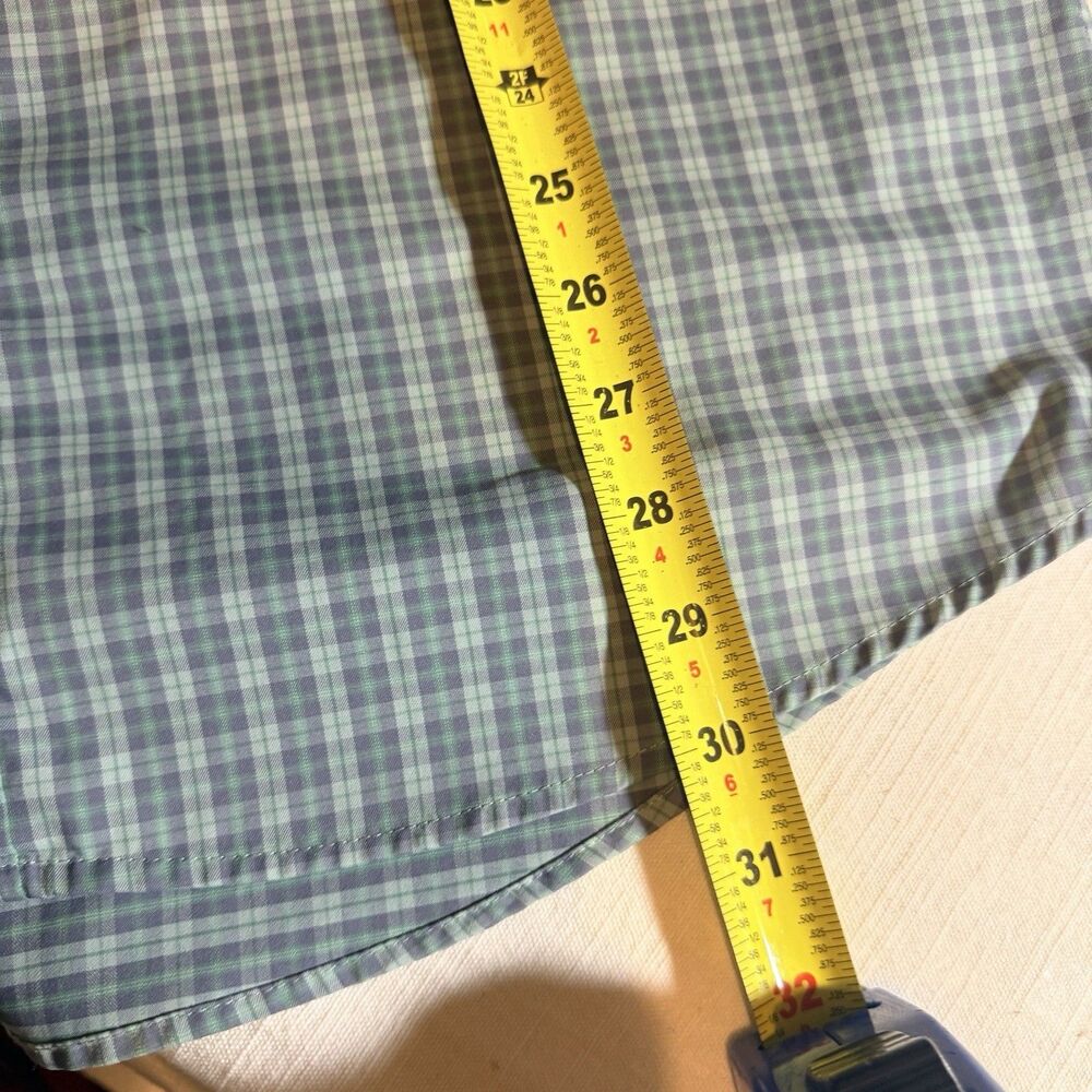 Onward Reserve Shirt Mens Large Blue Plaid Nylon Stretch Tailored Fit Button-Up - Picture 10 of 10